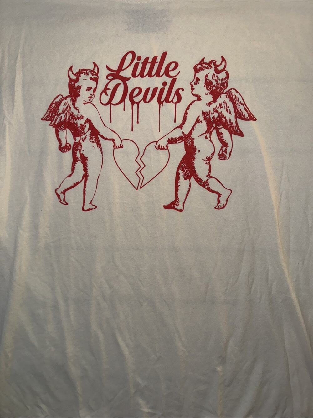 Women's Little Devils size Large short-sleeve graphic T-Shirt tee, Isaac Morris